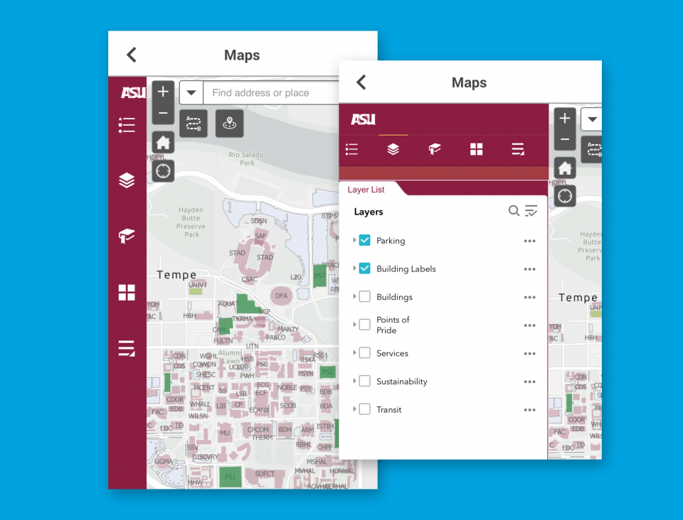 Map of ASU in the ASU Mobile App