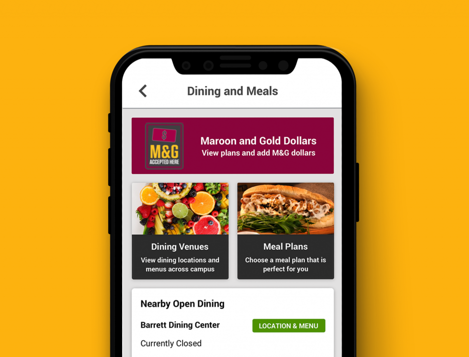 Dining Options on the ASU Mobile App