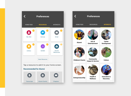 Customize your content on the ASU Mobile App