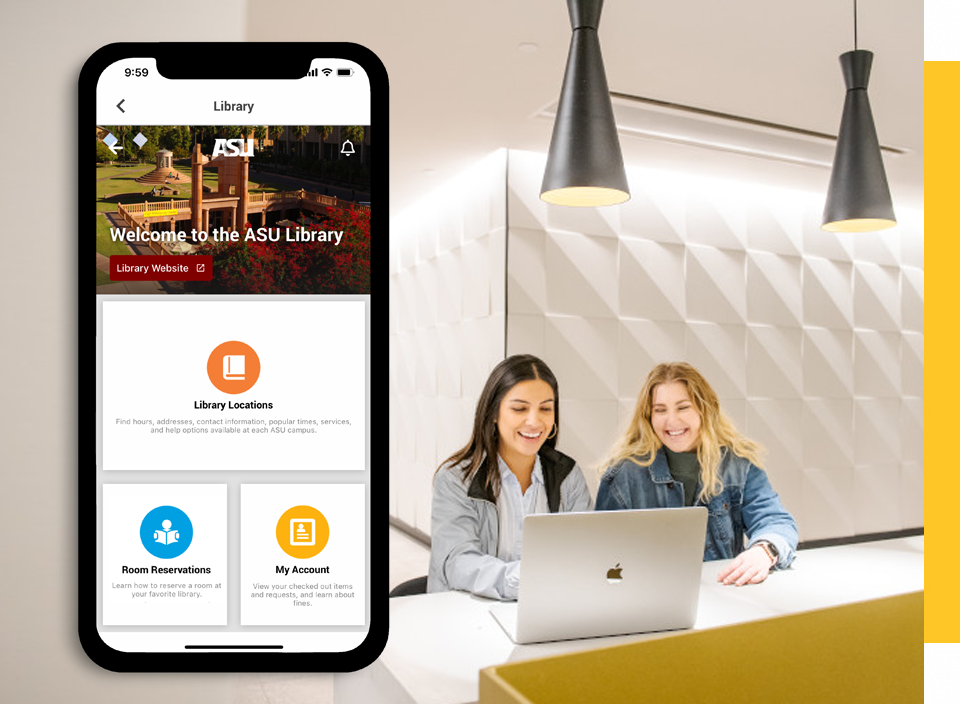 Library info on the ASU Mobile App